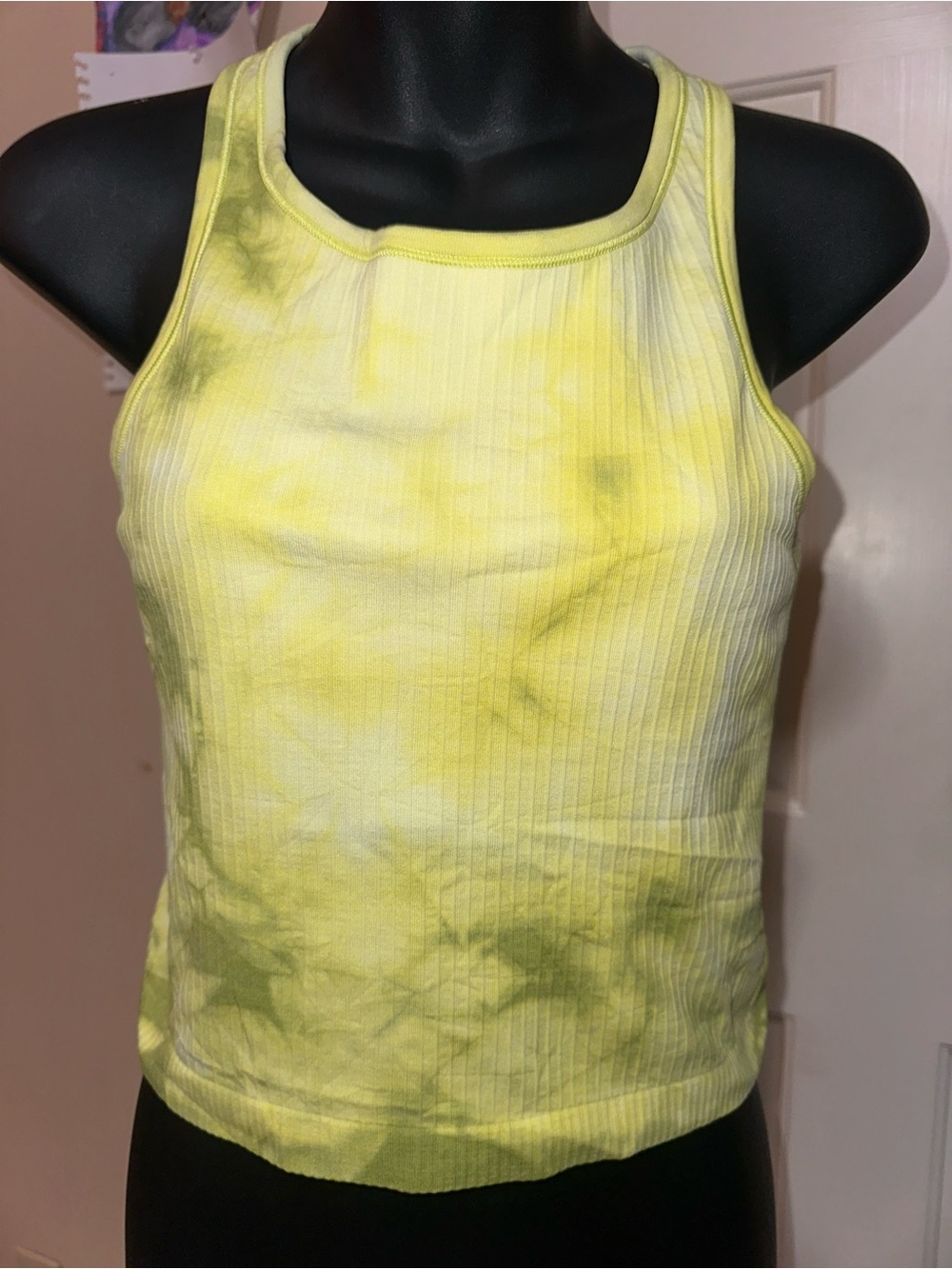 lululemon athletica Yellow Tie-Dye Ribbed Tank cropped